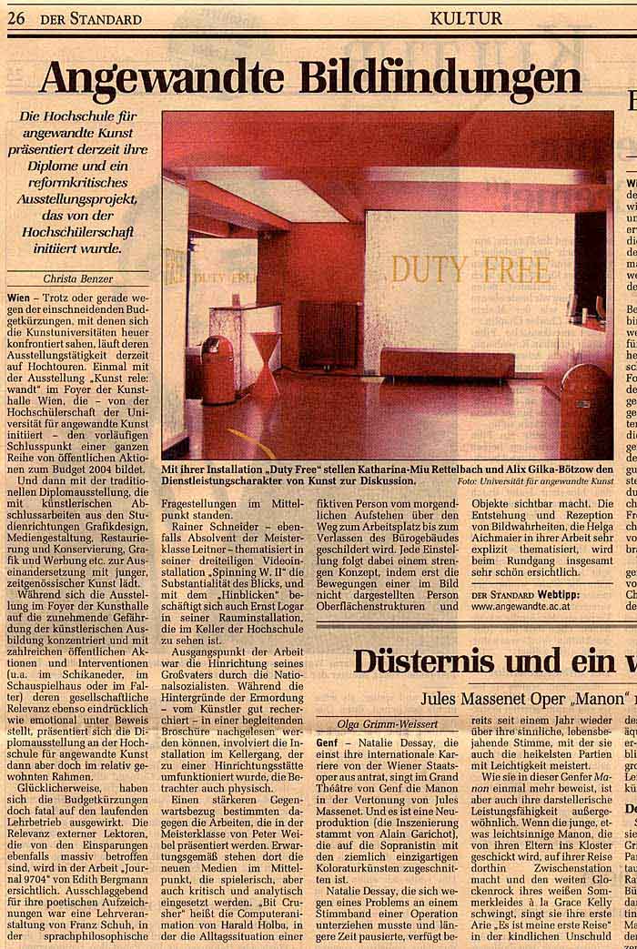 Artikel Der Standard - Christa Benzer